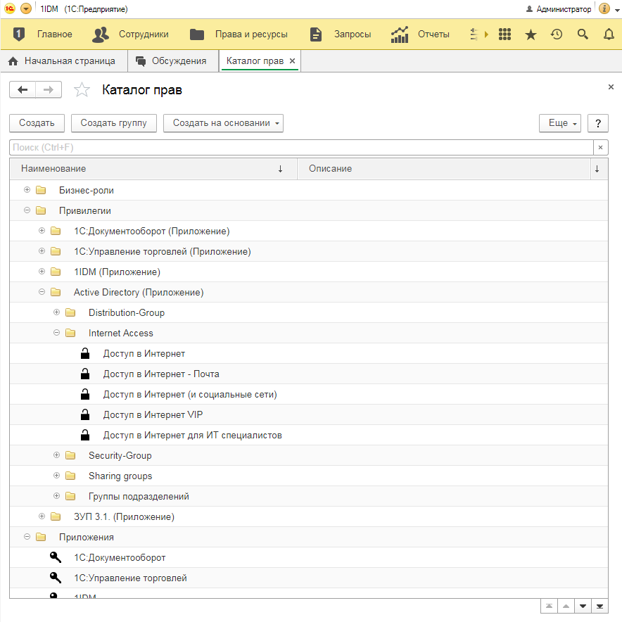 КАТАЛОГ ПРАВ